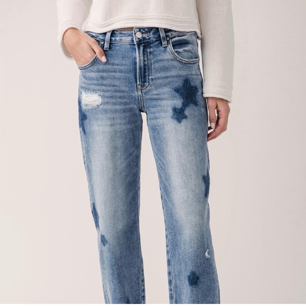 Women's Blue Star Pattern Jeans by Risen